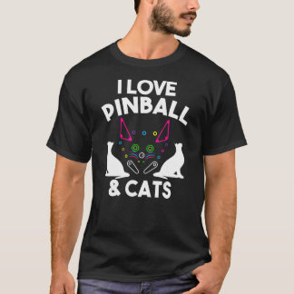 Camiseta Engraçado Eu Adoro Pinball E Gatos Legal Máquinas