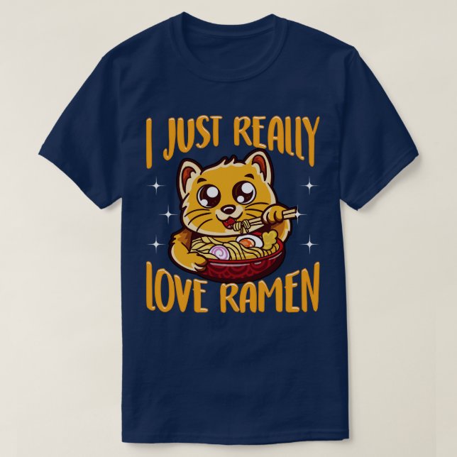 Camiseta Engraçado, Eu Adoro Ramen Cat. (Frente do Design)