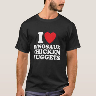 Camiseta Engraçado Eu Amo Dinossauro Nuggets de Frango 4