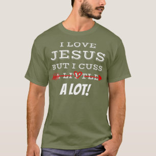 Camiseta Engraçado Eu Amo Jesus Mas Eu Cuido Um Pouco De D