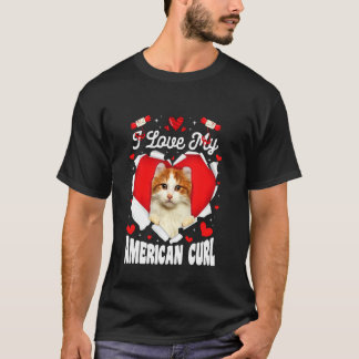 Camiseta Engraçado Eu Amo Meu Gato American Curl no Dia dos