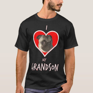 Camiseta Engraçado Eu Amo Meu Neto Cachorro Pug Para Avó ou