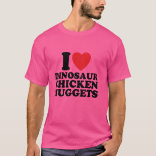 Camiseta Engraçado, Eu Amo Nuggets De Frango Dinossauro 1