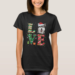 Camiseta Engraçado Eu Amo o Husky Siberiano Papai Noel Hat