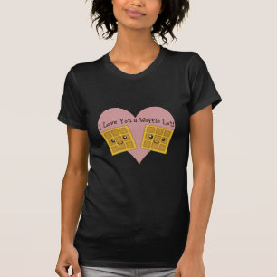 Camiseta Engraçado Eu Amo Você Um Lote de Waffles Fofo Kawa