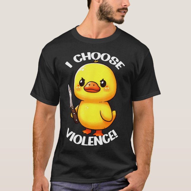 Camiseta Engraçado Eu Escolho Pato de Violência (Frente)