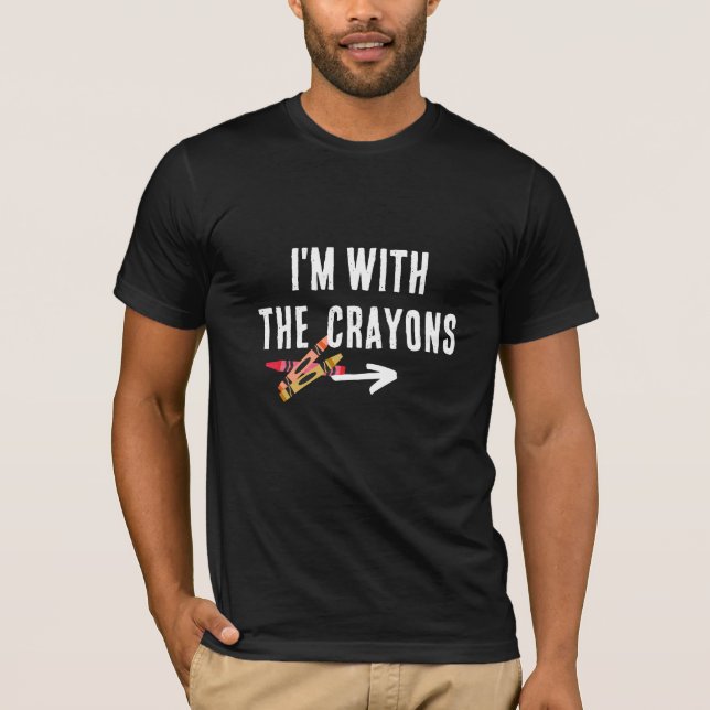 Camiseta Engraçado "Eu estou com os Crayons" Grupo Hallowee (Frente)