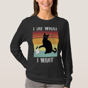 Camiseta Engraçado Eu Faço O Que Quero Vintage Black Cat Re