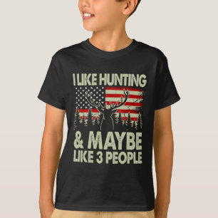 Camiseta Engraçado Eu Gosto De Caça E Talvez Como 3 Pessoas