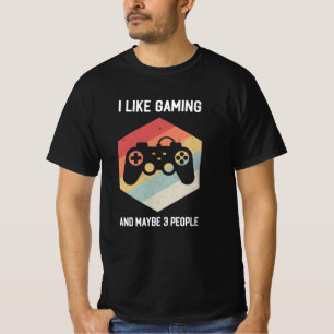 Camiseta Engraçado eu gosto de jogos e talvez três pessoa