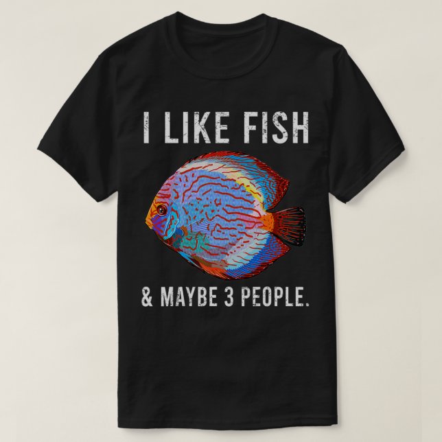 Camiseta Engraçado Eu Gosto De Peixe De Disco E Talvez 3 Pe (Frente do Design)