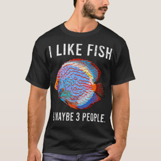 Camiseta Engraçado Eu Gosto De Peixe De Disco E Talvez 3 Pe