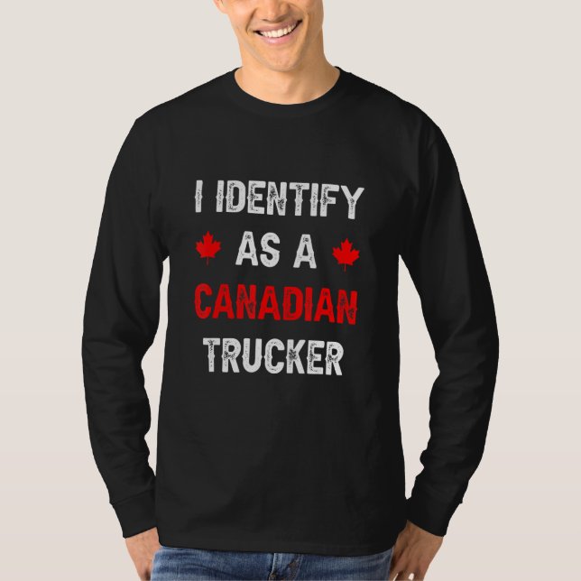 Camiseta Engraçado Eu Identifico Como Um Con Canadiano Da L (Frente)