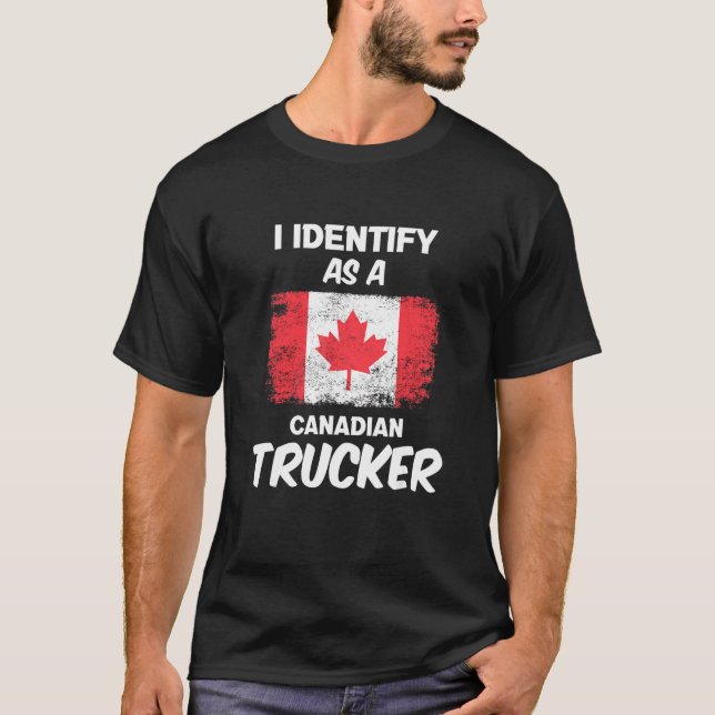 Camiseta Engraçado Eu Identifico Como Um Con Canadiano Da L (Frente)