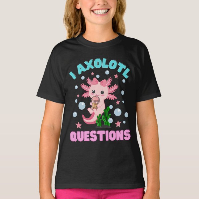 Camiseta Engraçado Eu Pergunto Axolotl Bonito Axolotls Kawa (Frente)