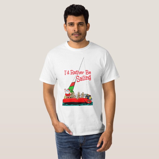 Camiseta Engraçado eu Preferencialmente velejar no Natal (Frente Completa)
