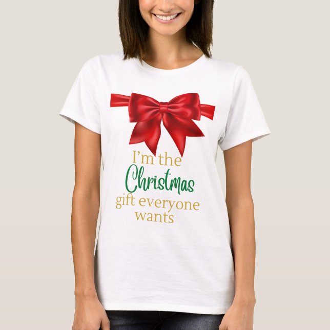 Camiseta Engraçado eu ser o presente de Natal (Frente)