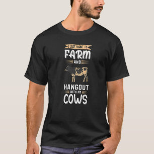 Camiseta Engraçado Eu Só Quero Fazenda E Ficar Com Vacas.