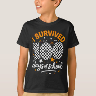 Camiseta Engraçado Eu Sobrevivi 100 Dias De Escola Aluno Pr