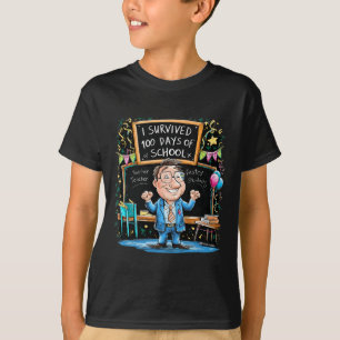 Camiseta Engraçado Eu Sobrevivi A 100 Dias De Professora Da