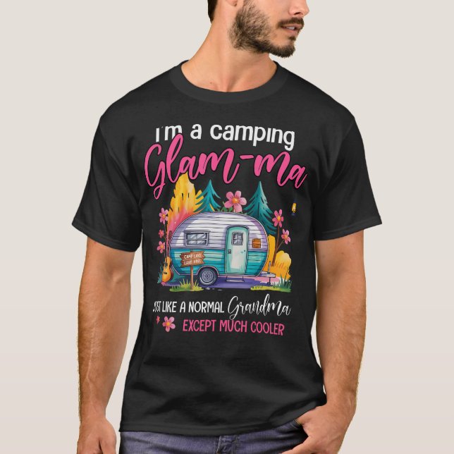 Camiseta Engraçado EU SOU UMA Camping Glam-Ma Camper Foguei (Frente)