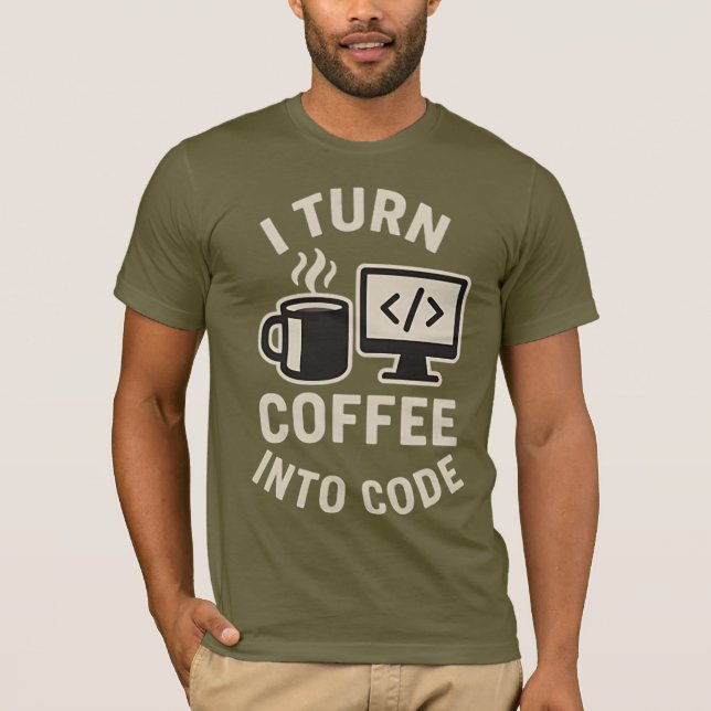 Camiseta Engraçado Eu Transformo Café Em Código (Frente)