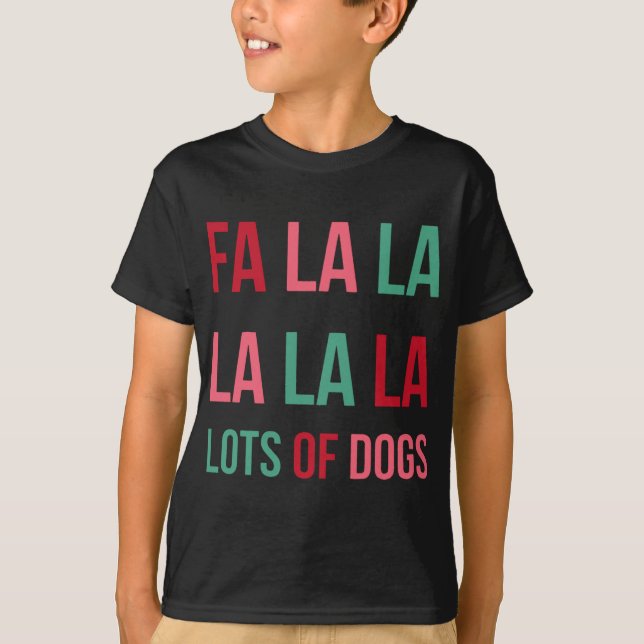 Camiseta Engraçado Fa la la muitos cães Cachorro de Natal L (Frente)
