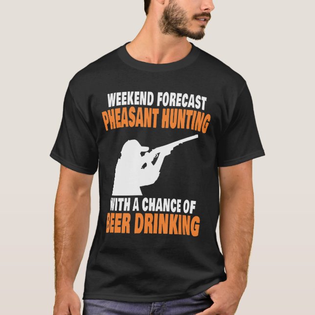 Camiseta Engraçado Faasant caçando Bebendo de Cerveja (Frente)
