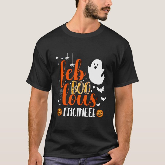 Camiseta Engraçado Fabuloso Engenheiro Ghost Halloween Cost (Frente)