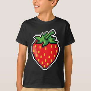 Camiseta Engraçado Fácil Feira de Halloween Pixel Strawberr