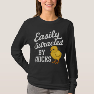 Camiseta Engraçado "Facilmente Distraído Por Frangas" Humor