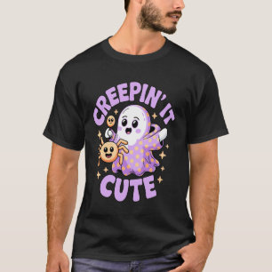 Camiseta Engraçado Fantasma Bonito de Halloween Assustando
