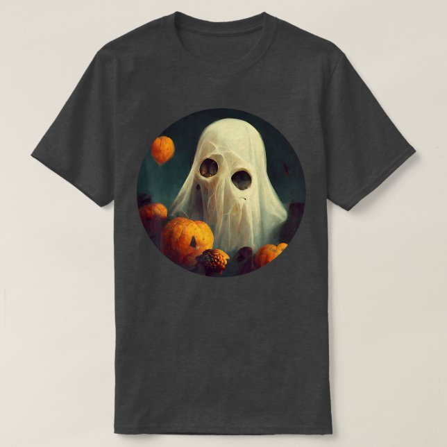 Camiseta Engraçado Fantasma Fantasma Cobweb Halloween (Frente do Design)