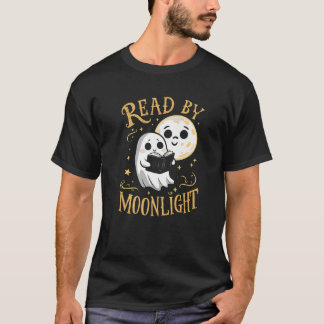 Camiseta Engraçado Fantasma Lendo Livro Lido Pelo Halloween