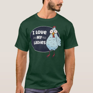Camiseta Engraçado Farmador De Frangos De Frango Eu Amo Min