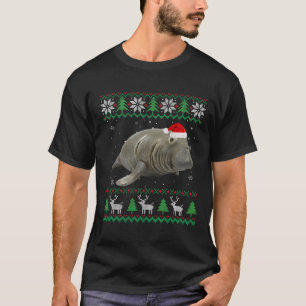 Camiseta Engraçado Feio Doce Papais noeis de Natal Manatee