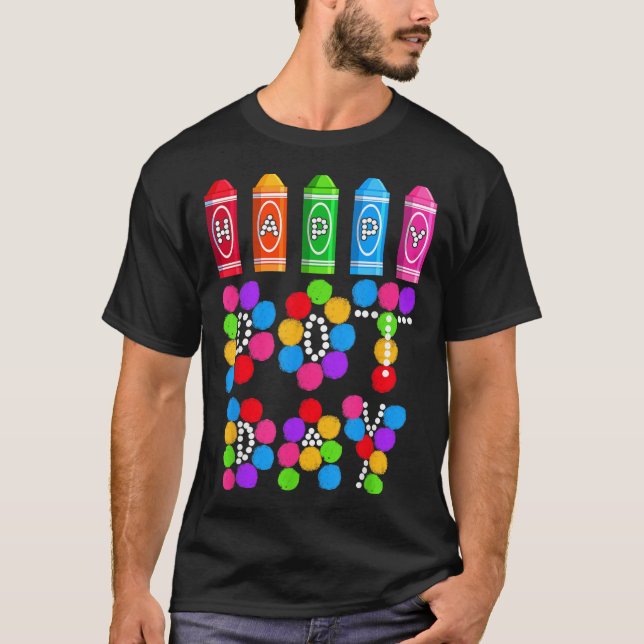 Camiseta Engraçado Feliz Dia de Bolinhas Estudantes de Arte (Frente)