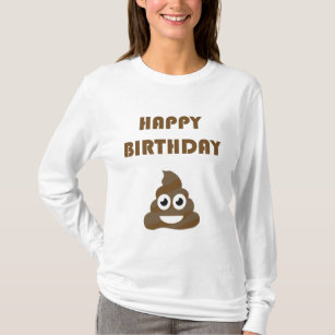 Camiseta Engraçado Feliz Festa de Aniversário Poop Emoji
