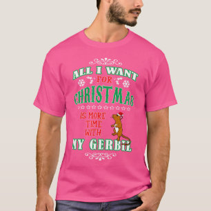 Camiseta Engraçado Feliz Gerbil Pet Amava o Natal Dizendo