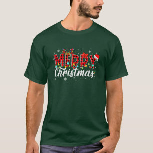 Camiseta Engraçado Feliz Natal Buffalo Xadrez Papais noeis