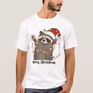 Camiseta Engraçado Feliz Natal Raccoon