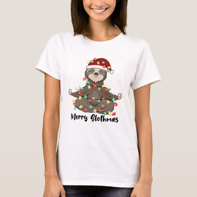 Camiseta Engraçado Feliz Slothmas Sloth (Frente)