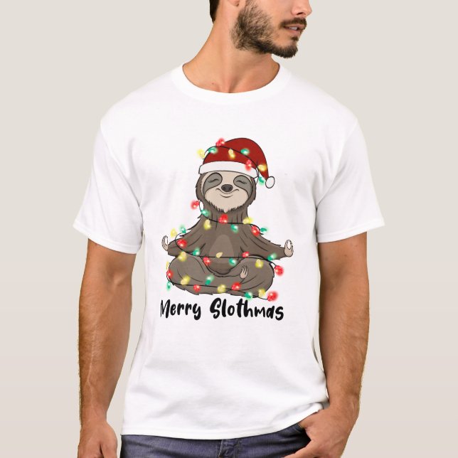 Camiseta Engraçado Feliz Slothmas Sloth (Frente)
