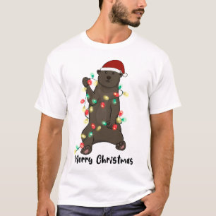 Camiseta Engraçado Feliz Urso de Natal