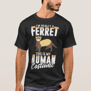 Camiseta Engraçado Ferret Figurino Humano Halloween Mulhere