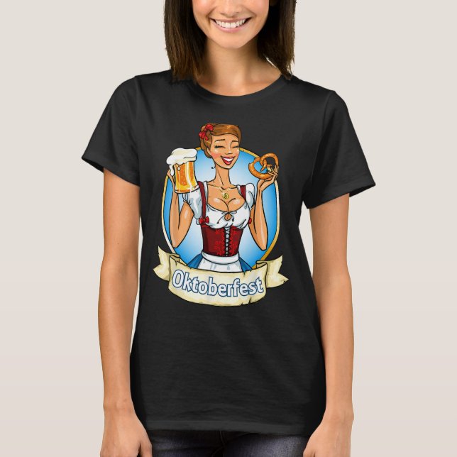 Camiseta Engraçado Festival Alemão Bavarian Dirndl Mulheres (Frente)