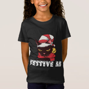 Camiseta Engraçado Festivo AF Natal Gato Felino Meowly X