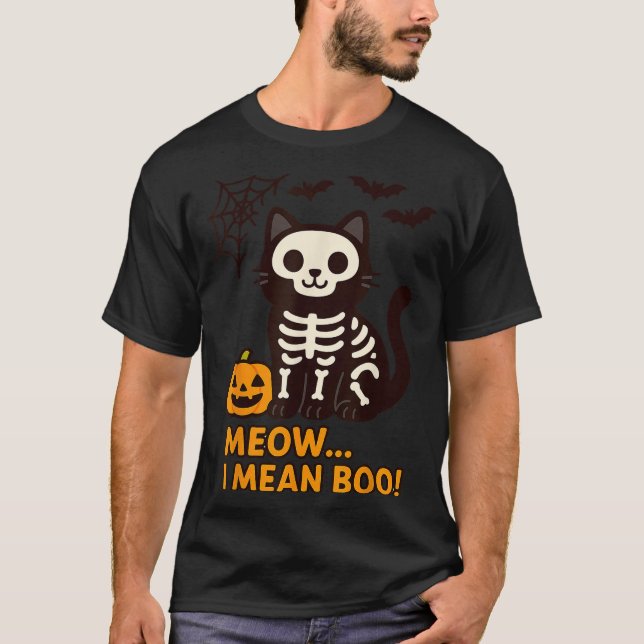 Camiseta Engraçado Figurino De Halloween De Gato Significa  (Frente)