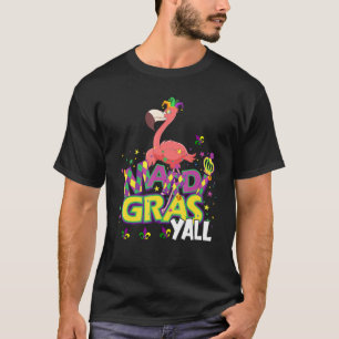 Camiseta Engraçado Flamingo Jester Miçangas De Máscara De Ó