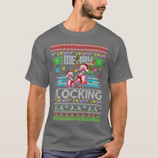 Camiseta Engraçado Flamingo Luz Feia Anima De Natal